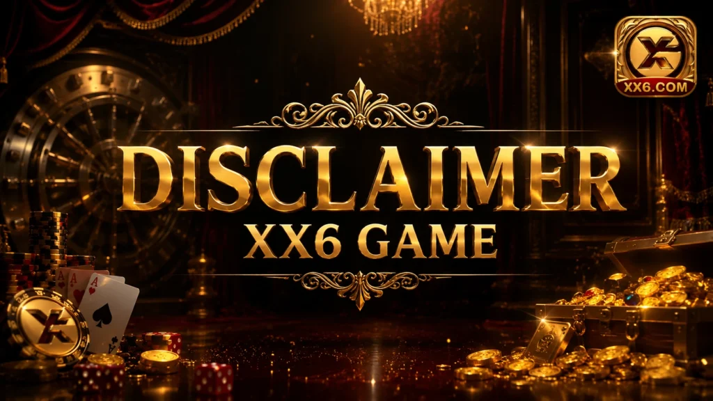 Disclaimer XX6 Game official website legal disclaimer page with luxury casino theme
