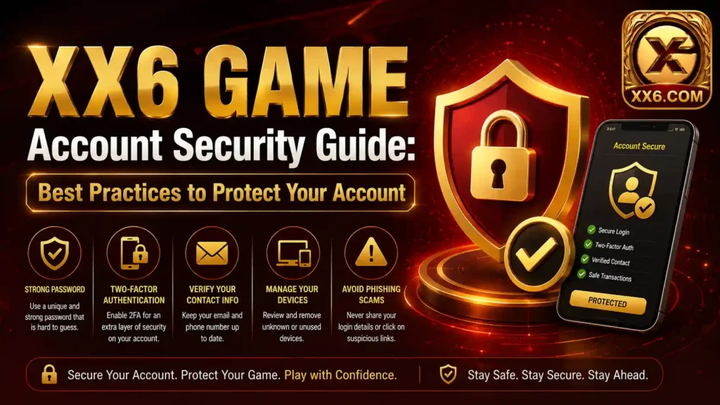 XX6 Game Account Security Guide banner featuring account protection tools, secure login practices, password safety tips, and security recommendations for XX6 Game users.